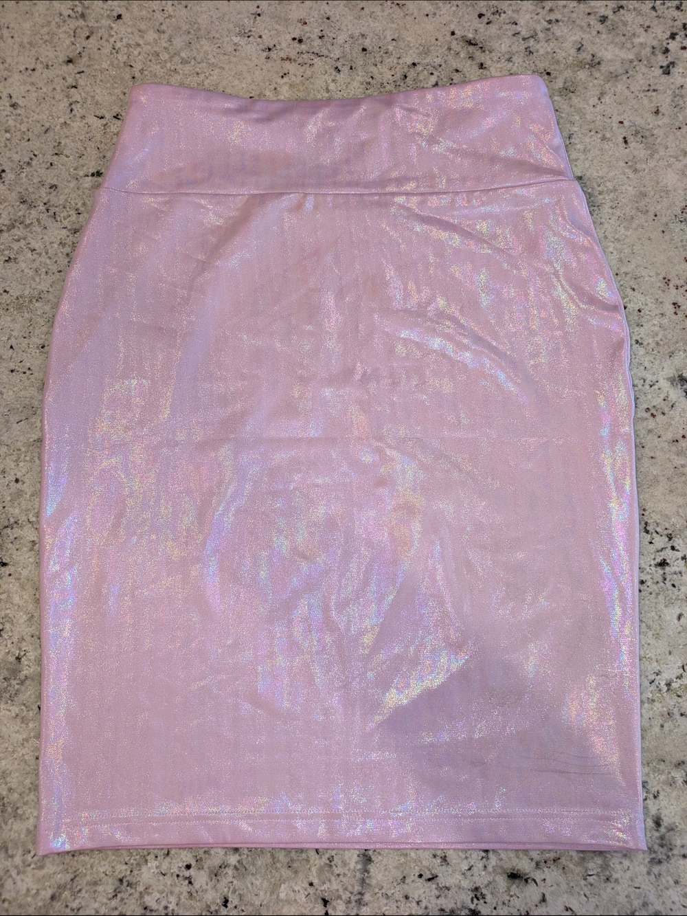 Starter Black Label Pink Holographic Mini Skirt S Iridescent Bodycon Festival